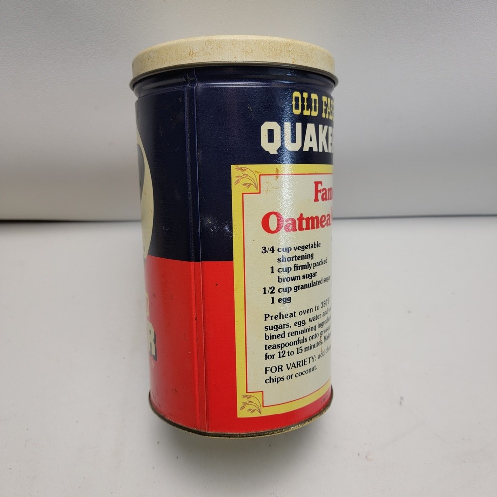 Vintage 1982 Quaker Oats Limited Edition Canister Tin Can Tall Storage Container - Picture 9 of 10
